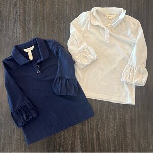 Matilda Jane Puff Sleeve Collared 2 Shirts (1 White and 1 Navy) Size 6